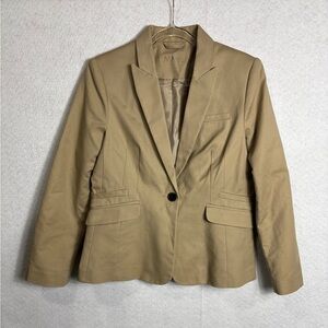 MNG Mango Stretch Cotton Blazer size 12 Khaki Beige Classic